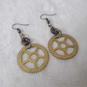 Brass Gear Steampunk Earrings